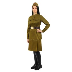 Костюм «Военного» женский, гимнастерка, юбка, ремень, пилотка, р-р 96-104-164