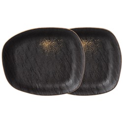 НАБОР ТАРЕЛОК ЗАКУСОЧНЫХ BRONCO "MIDNIGHT GOLD" 2 ШТ. 22*18.5*3 СМ (КОР=12НАБ.)