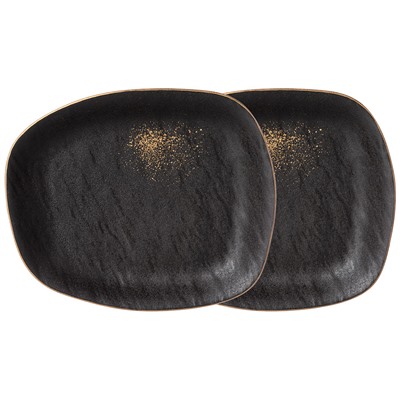 НАБОР ТАРЕЛОК ЗАКУСОЧНЫХ BRONCO "MIDNIGHT GOLD" 2 ШТ. 22*18.5*3 СМ (КОР=12НАБ.)