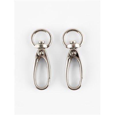 Карабин металлический TEIRA, набор 2 шт.,7.9 г 4.5×1.5 см/12×2 мм, цвет серебряный