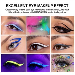 Набор цветных матовых жидких подводок HANDAIYAN 12 шт. ПАЛИТРА С (УФ-Неоновые)