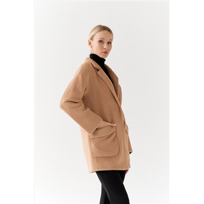 Пальто женское демисезонное 25520 (кэмел/тедди)