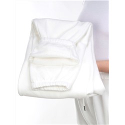 M039 WHITE Брюки спортивные женские на флисе (100% хлопок) 7986