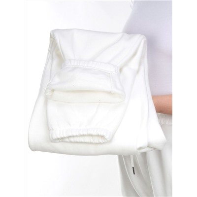 M039 WHITE Брюки спортивные женские на флисе (100% хлопок) 7986
