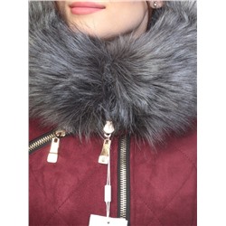5137 BURGUNDY Парка женская зимняя (150 гр синтепон, искусственный мех)