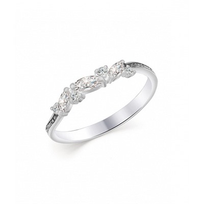 Кольцо с фианитом выборочное чернение серебро 925*