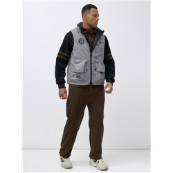 Жилет мужской утепленный спортивный серого цвета 15323Sr