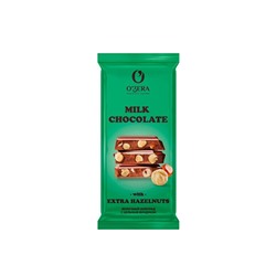 «O'Zera», шоколад молочный с цельным фундуком  Milk & Extra Hazelnut, 90 г