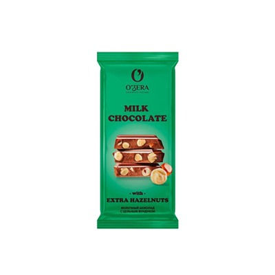 «O'Zera», шоколад молочный с цельным фундуком  Milk & Extra Hazelnut, 90 г
