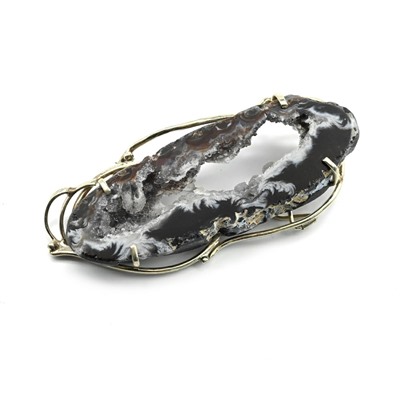 Брошь с жеодами агата бразильского 70*33мм