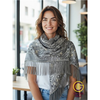 Косынка теплая на флисовой подкладке с бахромой Арт 2347/25