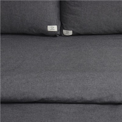 Постельное бельё Этель Denim 1.5 сп, 155×210 см, 160×240 см, 50×70-2 шт., тёмно-серое, жатый хлопок