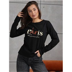 Лонгслив "Париж" женский черный