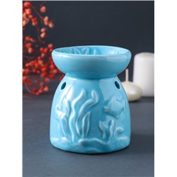 Аромалампа для эфирных масел «Подводный мир», керамика, голубая, 7.2×7.2×8.9 см