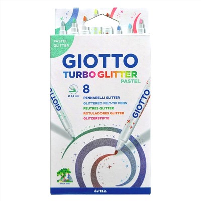 Фломастеры 8цв блестящие чернила пастельные цвета Giotto Turbo Glitter 426300/48/Италия Подробнее