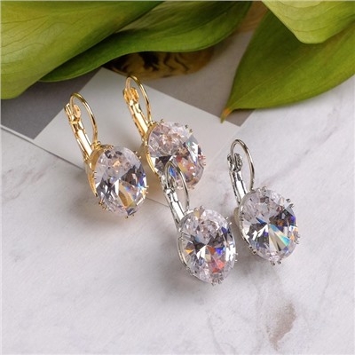 Серьги со стразами «Блик» овал, миксы