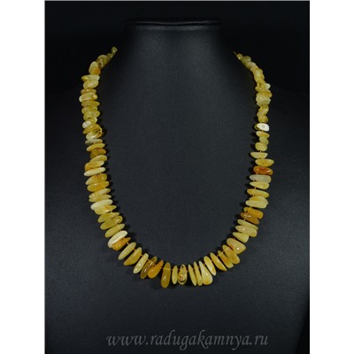 Бусы из янтаря рожки молочно-медовый, 50см.