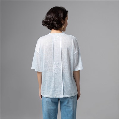 Футболка с объемным декором, Буду тебе сниться (голубой меланж)