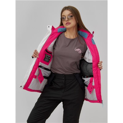 Горнолыжная куртка женская зимняя белого цвета 7091Bl