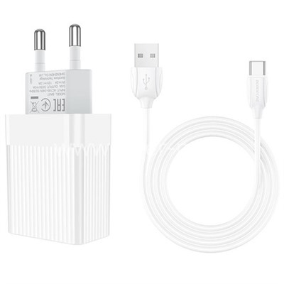 СЗУ Type-C 1 USB выход 18W Quick Charge 3.0 (6.5V-3.0A/9V-2.0A/12V-1.5A) BOROFONE BA47A (белый)