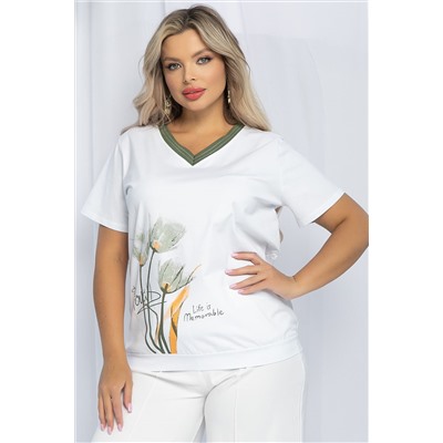 Блуза Лотус (бело-оранжевая) Б13160-20М