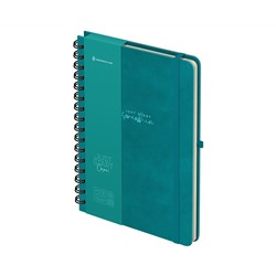 Записная книжка А5 96л., кожзам, на гребне, Greenwich Line "Just start. Cyan", твердая обложка, тиснение фольгой, с петлей для ручки