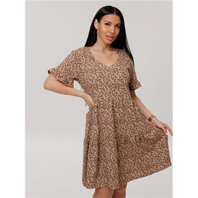 Женское платье Пл-117(К) / Коричневый (цветы)