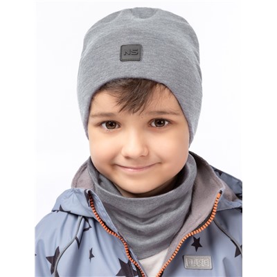 Комплект деми шапка снуд для мальчика NIKASTYLE 12л12725 Серый