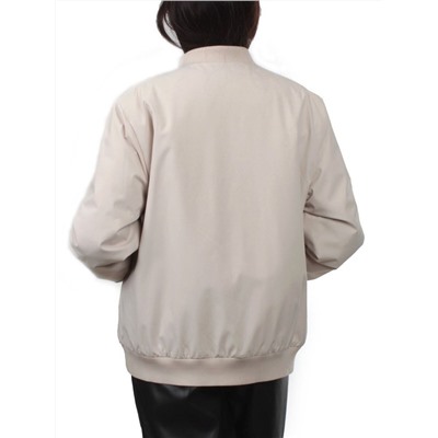 H24-608 LT. BEIGE Куртка бомбер демисезонная женская (100 гр. синтепон)