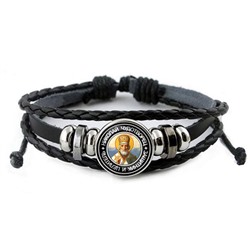 BSK-0093 Кожаный браслет Святой Николай Чудотворец