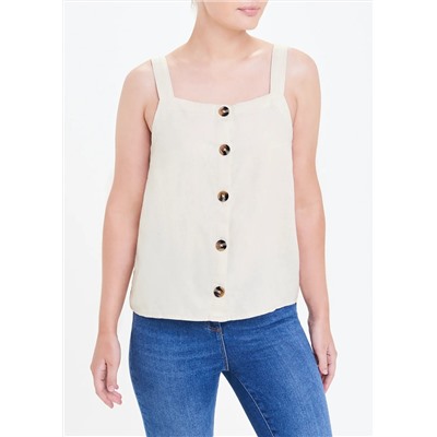 Linen Button Front Cami Top
