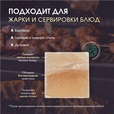 Кирпич из иранской горной соли, 10×10×3 см, микс