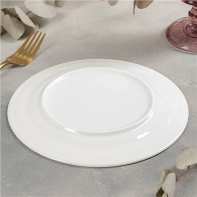 Тарелка Доляна White Label, d=20 см, утолщённый край, фарфор, белая