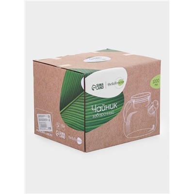 Заварочный чайник BellaTenero «Эко», 1 л, с бамбуковой крышкой, металлический фильтр, стекло