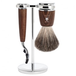 Muhle RYTMO 3-teiliges Rasierset  Esche dunkel Gillette Mach3  Бритвенный набор RYTMO из 3 предметов темно-пепельный Gillette Mach3