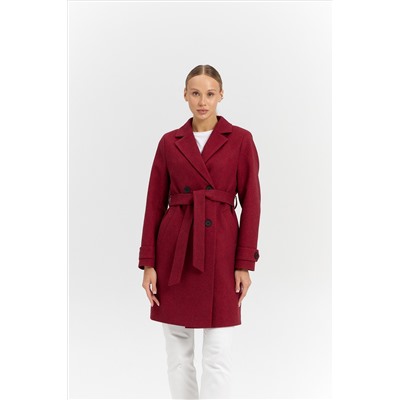 Пальто женское демисезонное 25570 (бордовый/ёлочка)