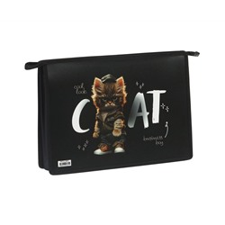 Папка для труда 2 отделения, А4, ArtSpace "Cat life", пластик, на молнии