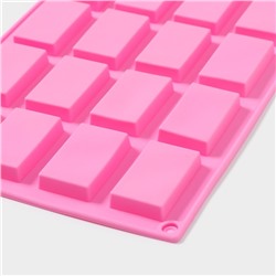Форма для конфет и шоколада Доляна «Слитки», силикон, 29×17×1 см, 20 ячеек (4.6×2.7 см), розовая