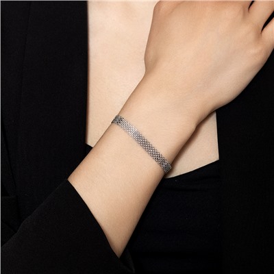 Браслет Бисмарк машинный тройной с алмазной огранкой родированный