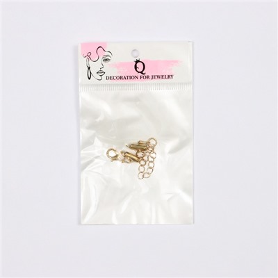 Концевик для браслета из бисера (пара) QF, 10 мм, металл, с цепочкой удлинителем, цвет золото