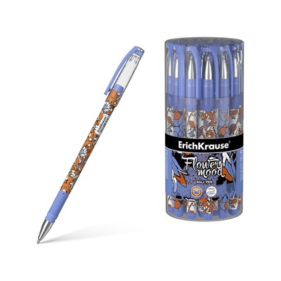 Ручка шариковая ErichKrause Tulips Stick, цвет чернил синий
