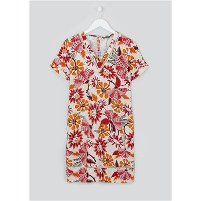 Floral Short Sleeve Linen Dress