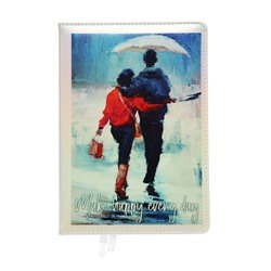 Ежедневник недатированный A5, 160 листов, deVENTE.Couple with umbrella, твёрдая обложка из искусственной кожи с поролоном, 2 ляссе, блок 70 г/м²