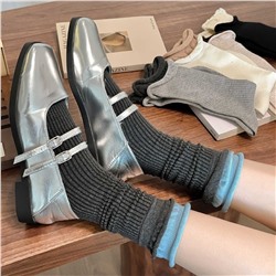 Korean Ins blogger same gray socks color-blocking double-rock-trunk pile socks four-season cotton sweat-absorbing boneless stockings
