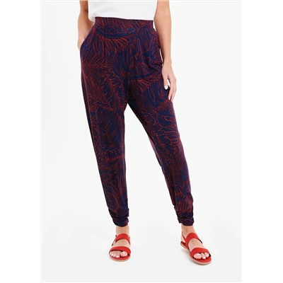 Leaf Print Harem Trousers