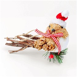 Елочная игрушка «Птичка в новогоднем колпаке», 15×6×13 см