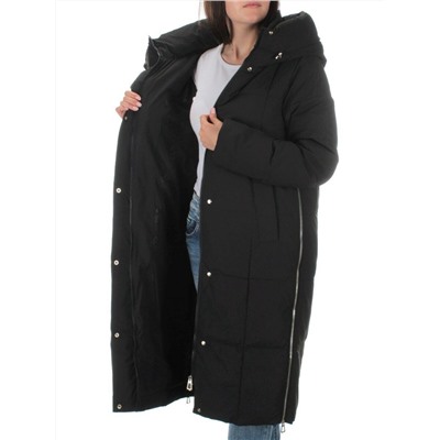 22361 BLACK Пальто зимнее женское облегченное (150 гр. холлофайбера)
