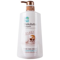 Крем-гель для душа с овсяным молочком и маслом ши Shokubutsu Shower Cream Oat Milk and Shea Butter, CJ LION  500 мл