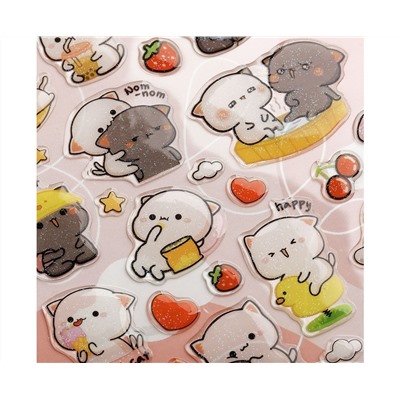 Наклейки гелевые MESHU "Cute kittens", 10*23см, пакет европодвес