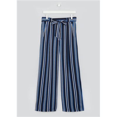 Papaya Petite Stripe Wide Leg Belted Trousers